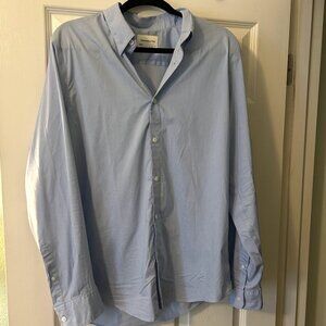 Light blue Abercrombie & Fitch Linen-Blend Button-Down Shirt